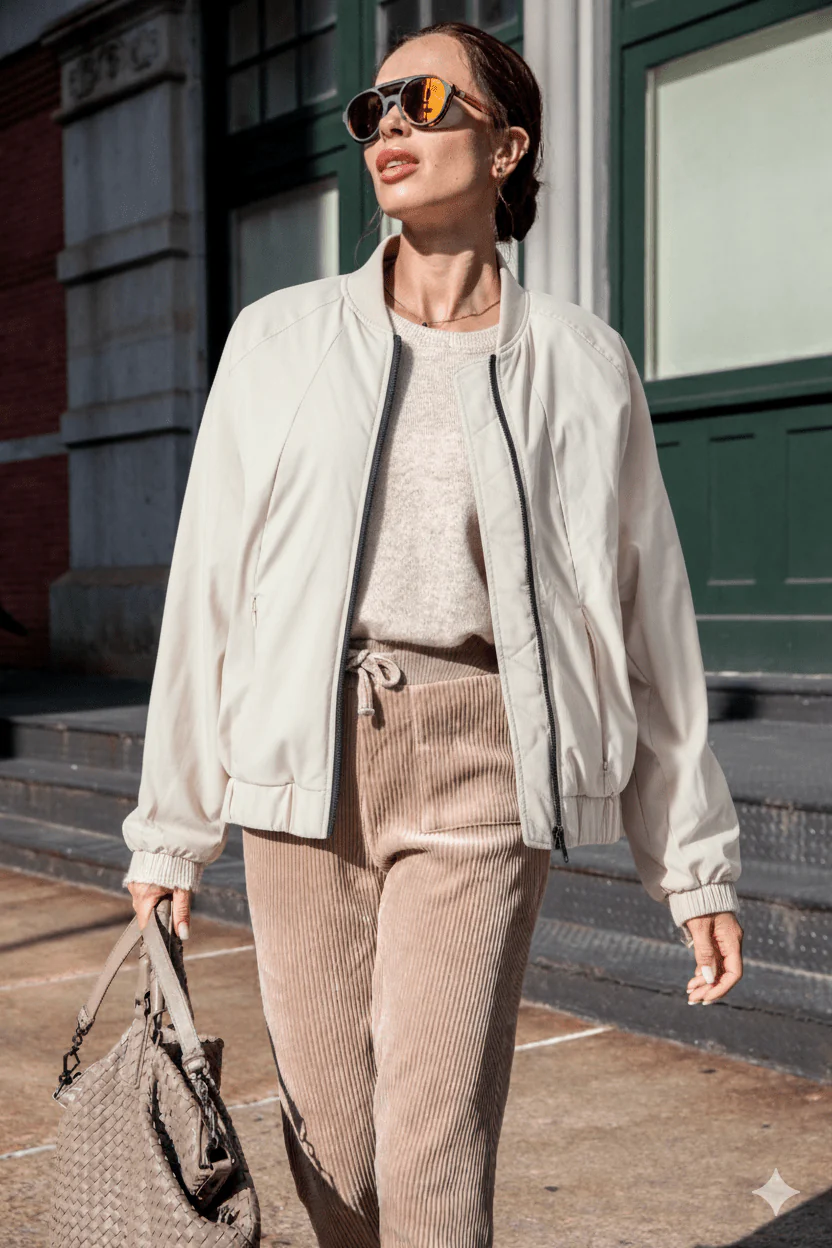 The Abby | Recycled & Reversible Bomber | Black / Ecru - Image 2