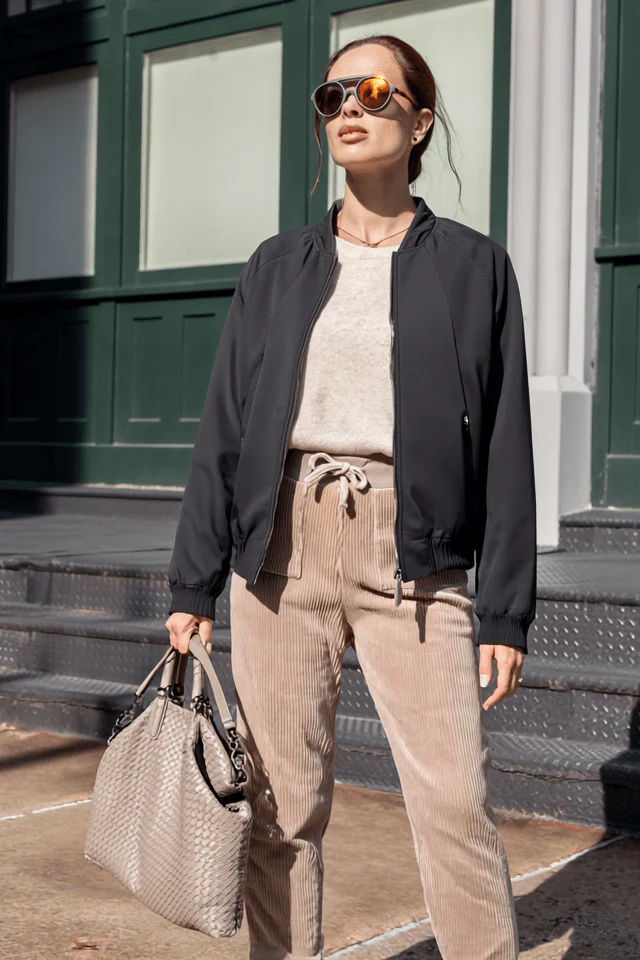 The Abby | Recycled & Reversible Bomber | Black / Ecru - Image 3