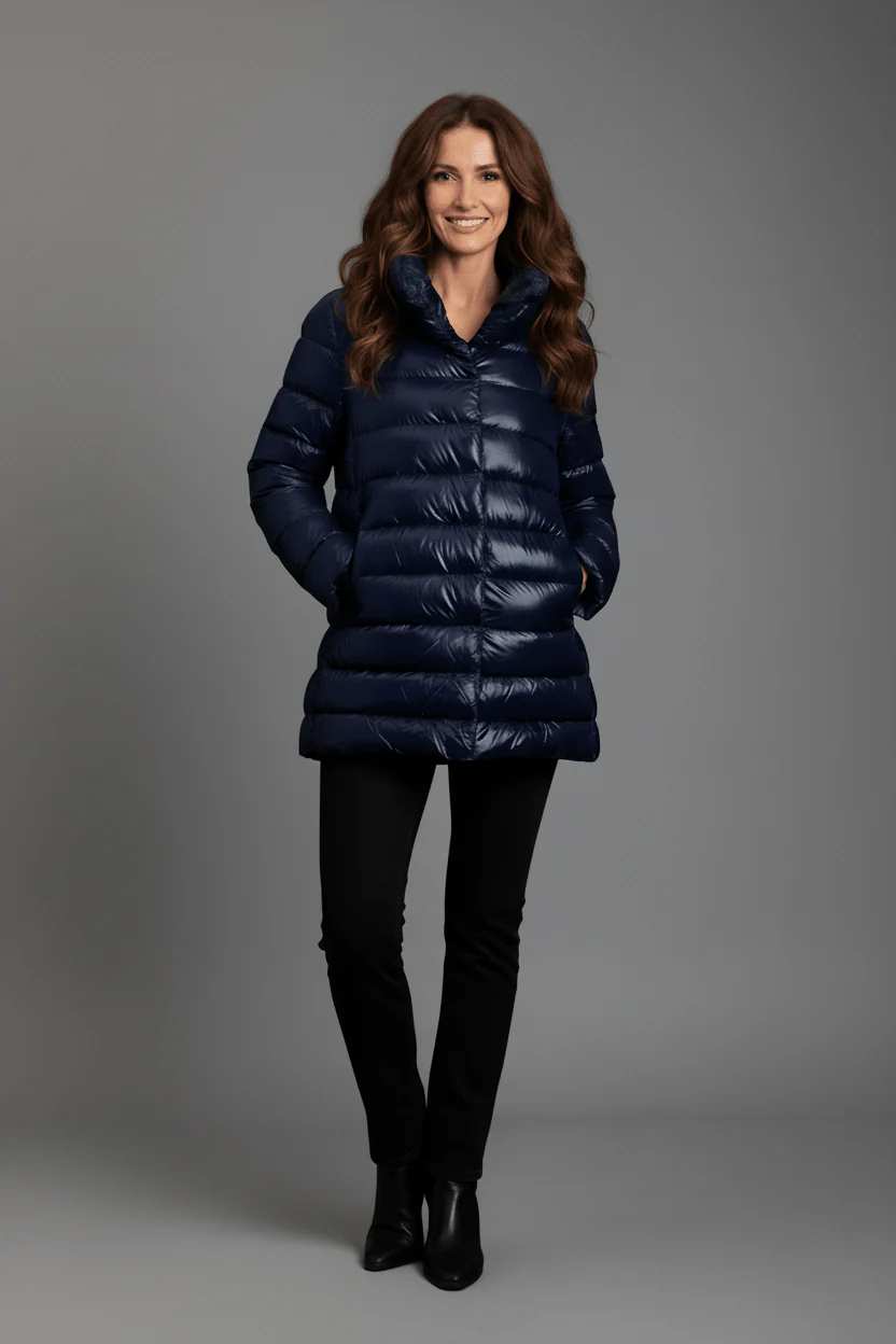 The Chelsea A-frame | Down Coat | Ink Navy - Image 4