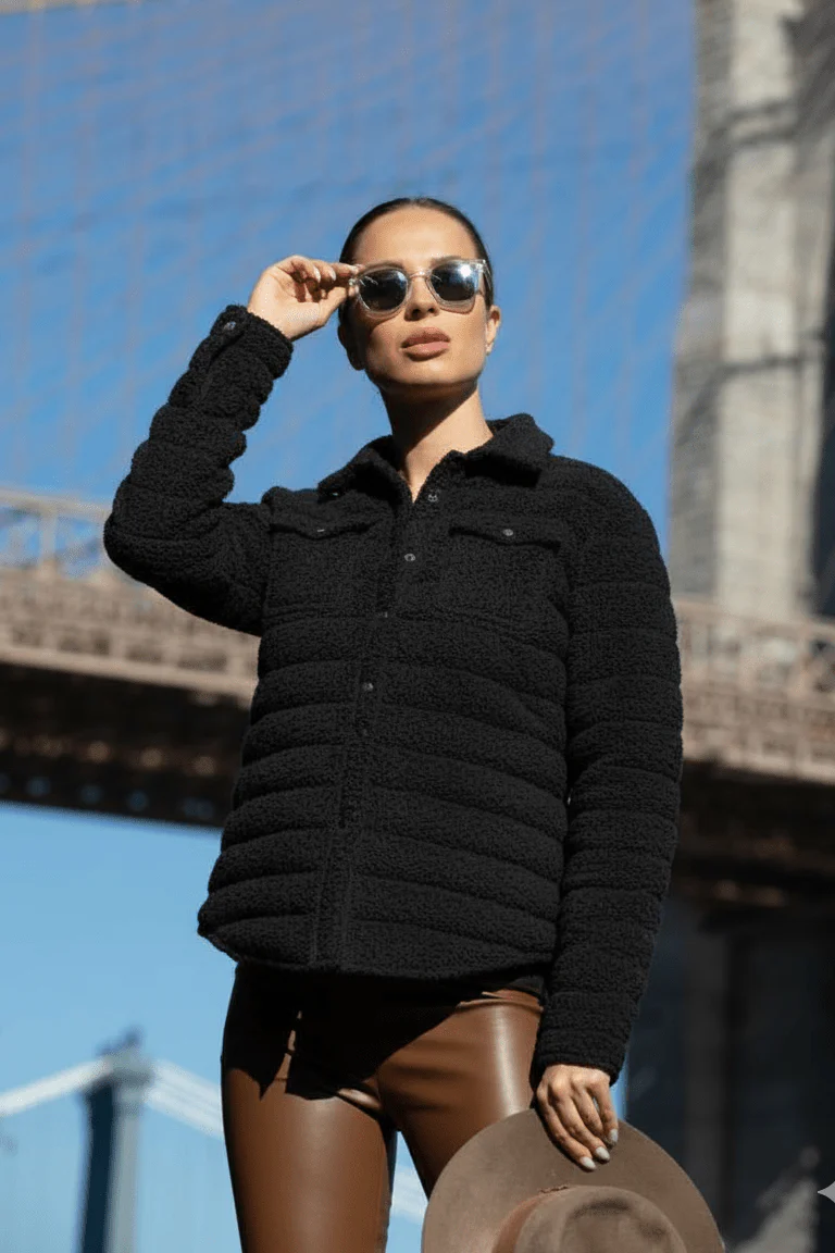 The Harrow Bouclé | Down Shirt | Midnight Black - Image 2