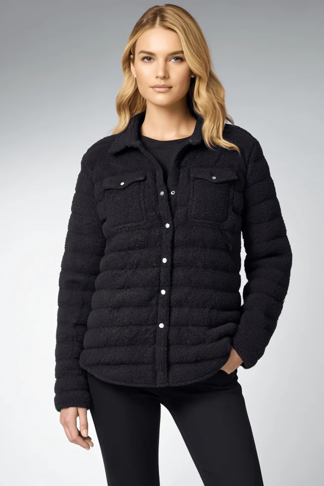 The Harrow Bouclé | Down Shirt | Midnight Black - Image 3