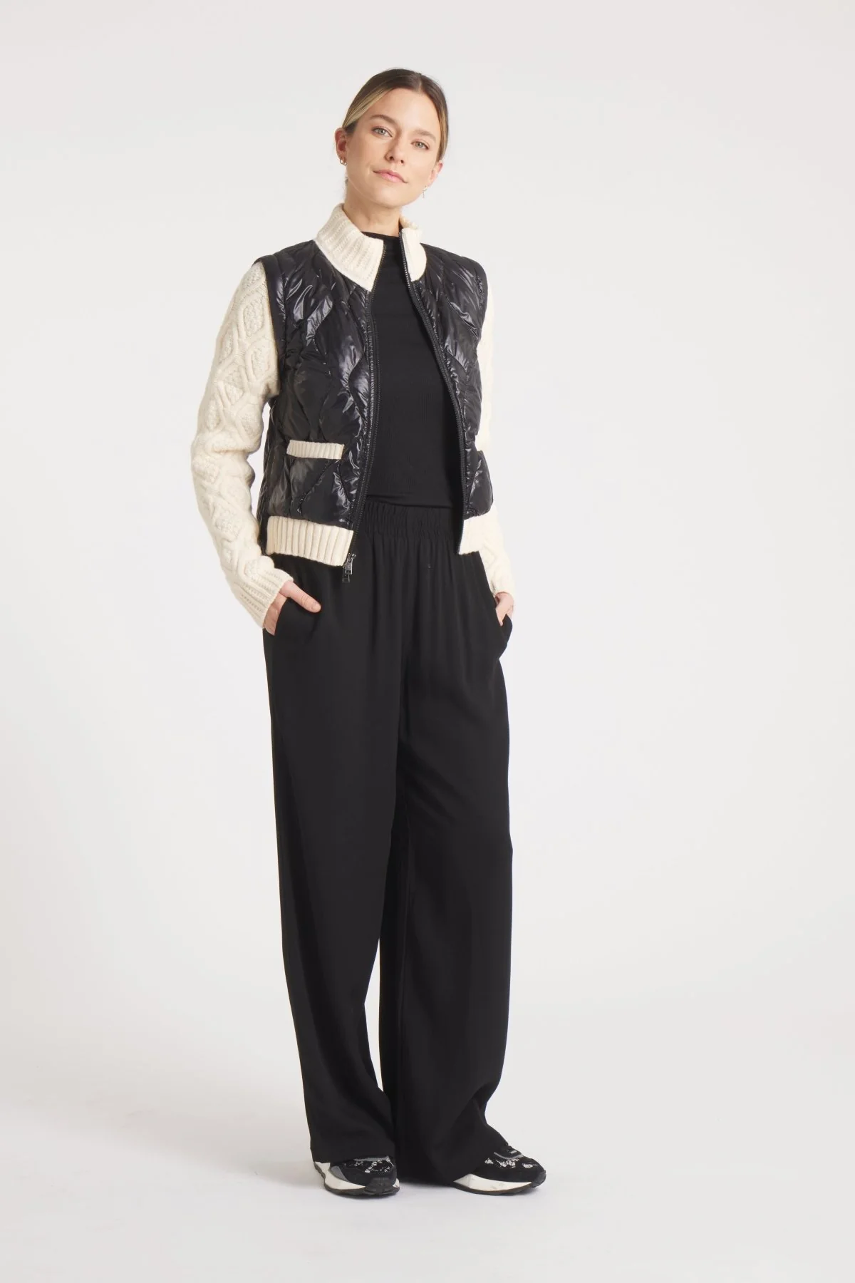 The Hyde | Quilted Down / Wool Jacket | Midnight Black / Beige - Image 7