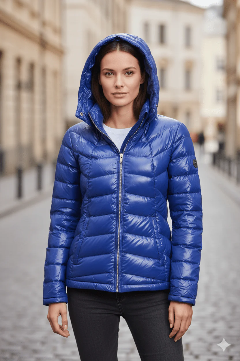 The Senenne | Hooded Down Jacket | Electric Blue - Image 3