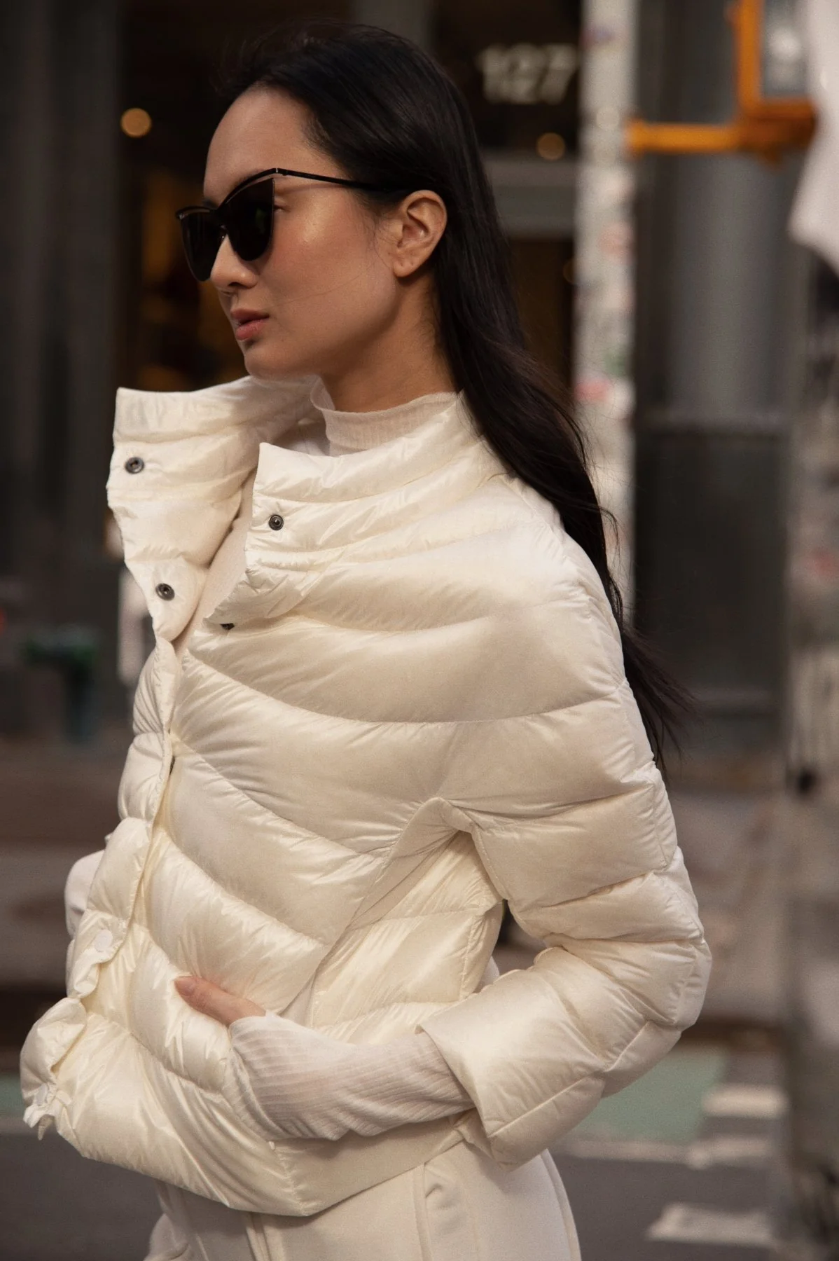 The Soho | Down 3/4 Sleeve Jacket | Ivory - Image 3