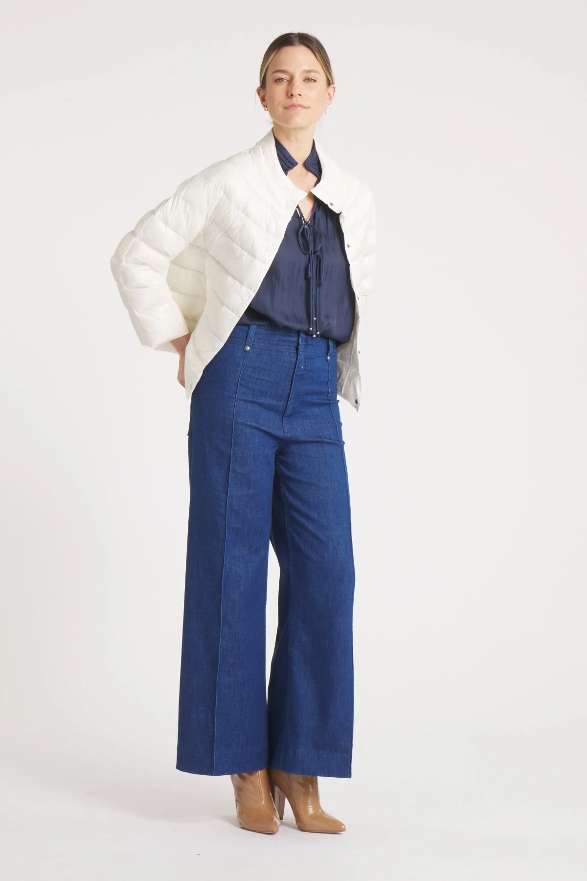 The Soho | Down 3/4 Sleeve Jacket | Ivory - Image 5