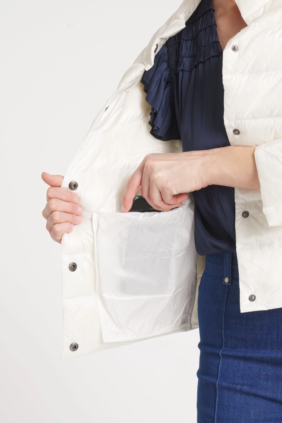 The Soho | Down 3/4 Sleeve Jacket | Ivory - Image 6